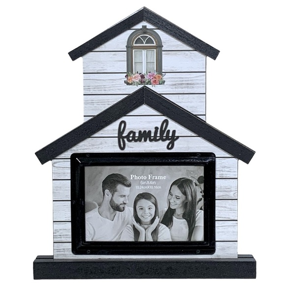 Photo Picture Frame Freestanding House Shape Modern Farmhouse Black White 4x6 - Picture 16 of 16